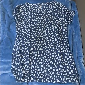 Blue and white polka dot long blouse